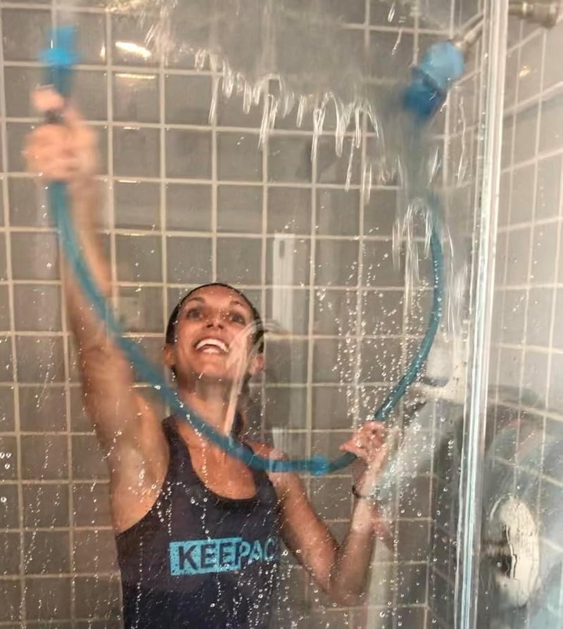 Rinseroo JUMBO Shower Cleaning Thing – Slip-On Handheld Hose Attachment for Fast, Mess-Free Shower Wall Rinsing–6 Ft Hose, Fits Up to 7" Shower Head–Temporarily Converts Standard Shower into Handheld - Image 5